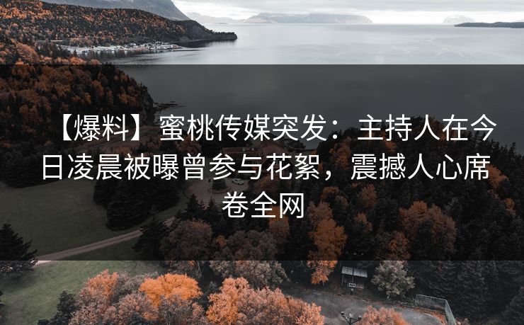【爆料】蜜桃传媒突发：主持人在今日凌晨被曝曾参与花絮，震撼人心席卷全网