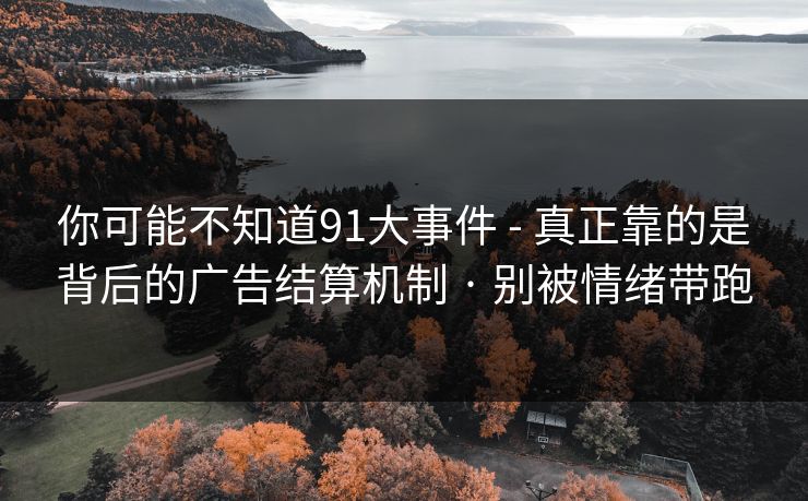 你可能不知道91大事件 - 真正靠的是背后的广告结算机制 · 别被情绪带跑